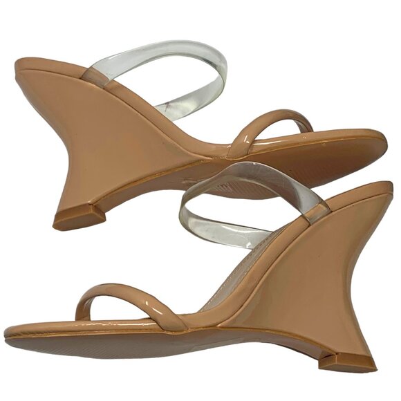 Simmi London Tina Clear Nude Patent Strappy‎ Wedge Sandals NWOB - Picture 12 of 13